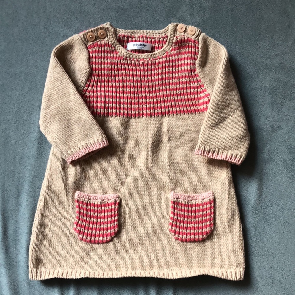 BABY BODEN Knit Sweater Dress,Girl 3-6 Months